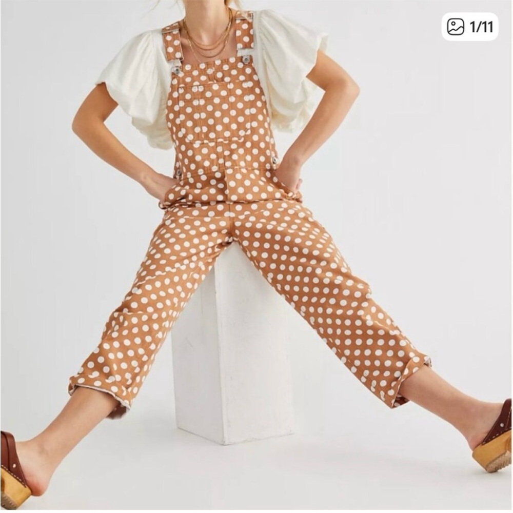 Brixton Christina Crop Polka Dot Overalls - Picture 2 of 13